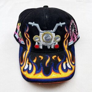 Vintage Y2K Motorcycle Biker Flames Hat